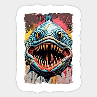 Piranha Amazon River Monster fish Abstract Fantasy Art Illustration Sticker